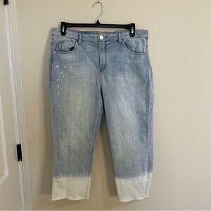 Democracy Flex-cellent Light Blue Ombré Distressed Cropped Jeans Women’s Size 16